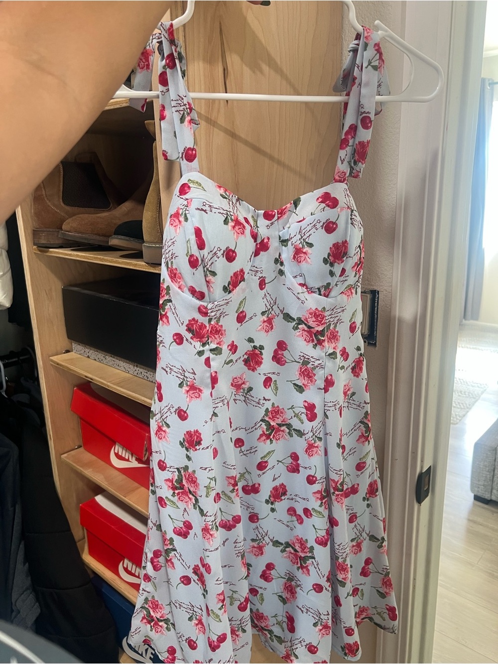 Floral Tie-Strap Pink Rose Sundress